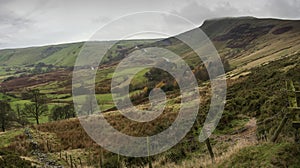 Autumn Fall landscape of Mam Tor in Peak District UK