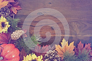 Autumn Fall Rustic Wood Background.