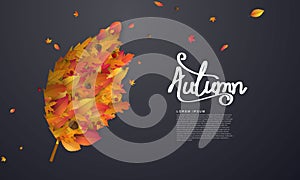 Autumn falling leaves background  Vector template