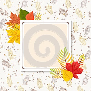 Autumn falling leaves. Banner. Nature background with red, orange, yellow foliage. Flying leaf. Season sale