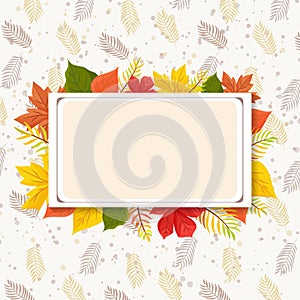 Autumn falling leaves. Banner. Nature background with red, orange, yellow foliage. Flying leaf. Season sale