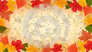 Autumn falling leaves. Banner. Nature background with red, orange, yellow foliage. Flying leaf. Season sale