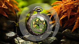 Autumn Fantasy Pocket Watch With Peridot Stone