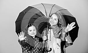 Autumn fashion. rain protection. Rainbow. cheerful hipster children, sisterhood. happy little girls with colorful