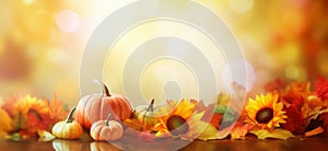 Autumn festive background. Joyful banner with warm seasonal colors