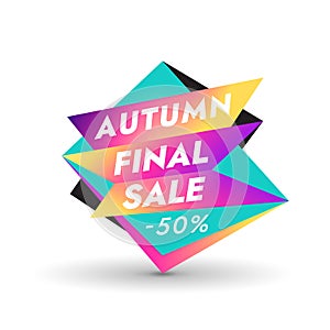 Autumn Final Sale banner with colorful 3d origami elements