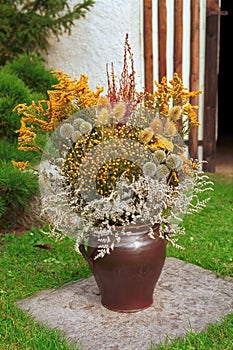 Autumn floral decoration from the garden.