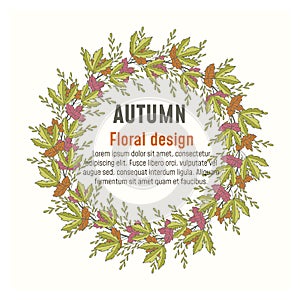 Autumn floral greenery poster, card design