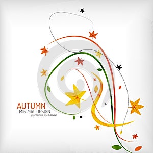 Autumn floral wave on white background