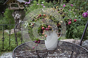 Autumn Flower Bouquet In Country Garden