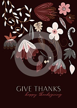 Autumn Flowers Give Thanks Happy Thanksgiving Card