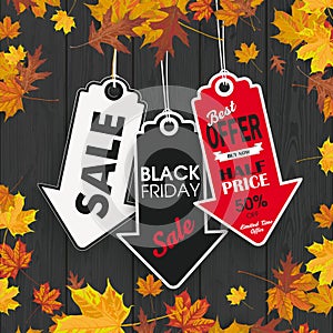 Autumn Foliage Black Wood 3 Arrow Price Stickers Black Friday