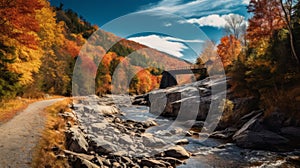 Autumn Foliage: A Majestic Covered Bridge In Vermont