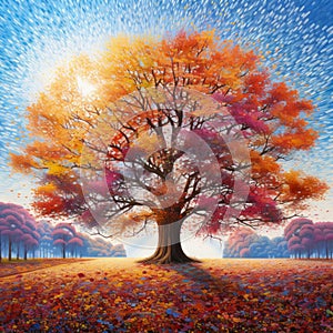 Autumn foliage in a park illustration.