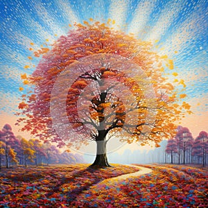 Autumn foliage in a park illustration.