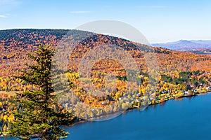 Autumn foliage in Quebec, from Mount Pinacle