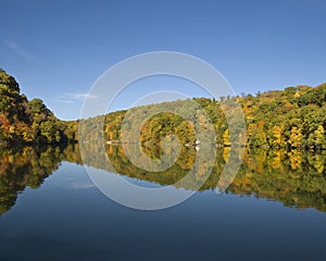 Autumn foliage reflections on a lake