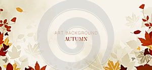 Autumn foliage in watercolor vector background.