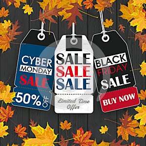 Autumn Foliage Wood 3 Price Stickers Black Friday Cyber Monday