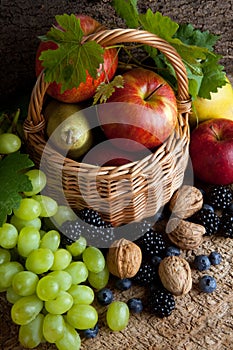 Autumn foods in a basket