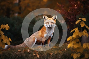 Autumn forest fox. Generate ai