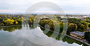 Autumn in the forest - lake, KrakÃ³w Zalew Nowohucki by drone