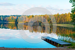 Autumn forest and lake