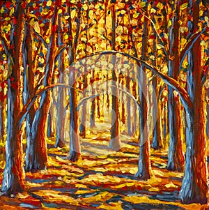 Autumn forest painting