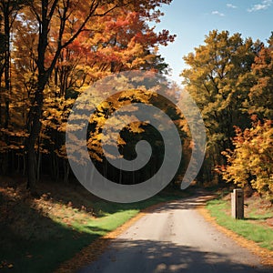Autumn forest path beauty landscape made with Generative