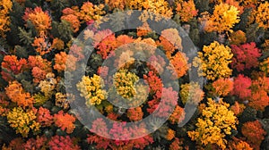 Autumn forest with vibrant orange and yellow leaves