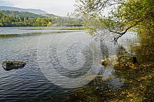 Autumn. A fragment of the Lake Pancharevo, Sofia,