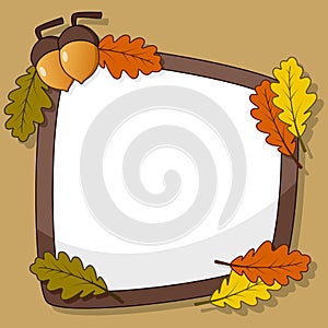 Autumn Frame with Acorn Fruit & Leaves