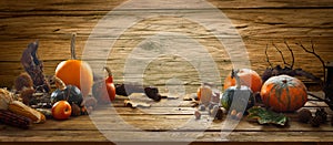 Autumn fruit on table