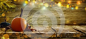 Autumn fruit on table