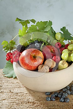 Autumn fruits in a bowl