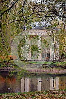 Autumn. Gazebo near the water.