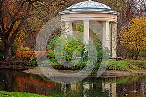 Autumn. Gazebo near the water.