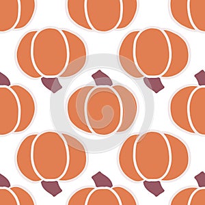 Autumn Geometric Orange and Purple Pumpkins Seamless Pattern Background
