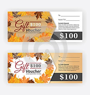 Autumn gift voucher certificate template