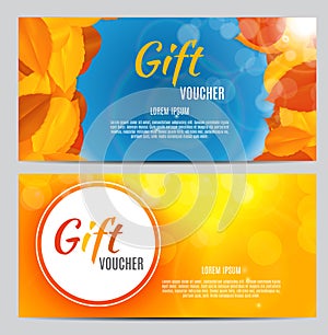Autumn Gift Voucher Template Vector Illustration for Your Business