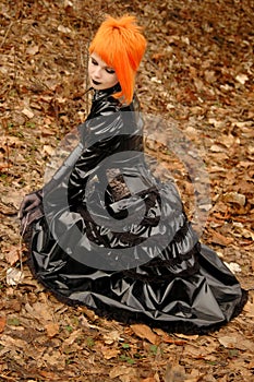 Autumn girl in gothic outfit photo