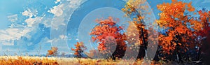 Autumn Grace: Sunset and Grassy Field Wallpaper and Design, Generative AI