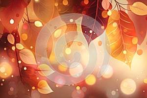 Autumn graphic backdrop with glowing circles of light