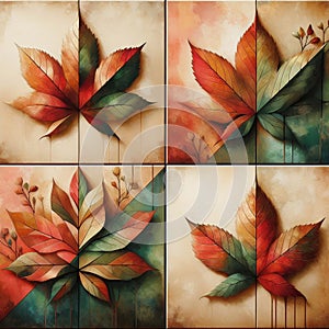 autumn graphics consisting of four parts Quadriptych
