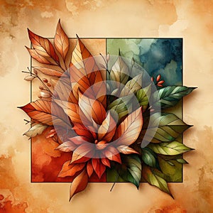autumn graphics consisting of four parts Quadriptych