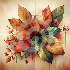 autumn graphics consisting of four parts Quadriptych