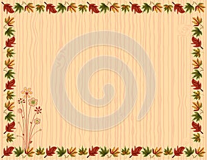 Autumn greeting card with leaves border