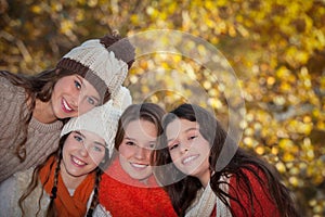 Autumn group teen girls smiling