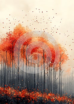 Autumn Grove in Minimalist Hues photo