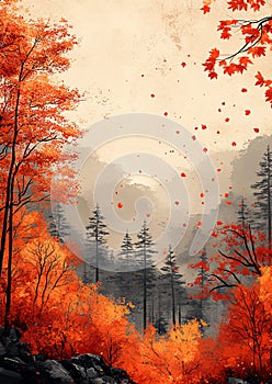 Autumn Grove in Minimalist Hues photo